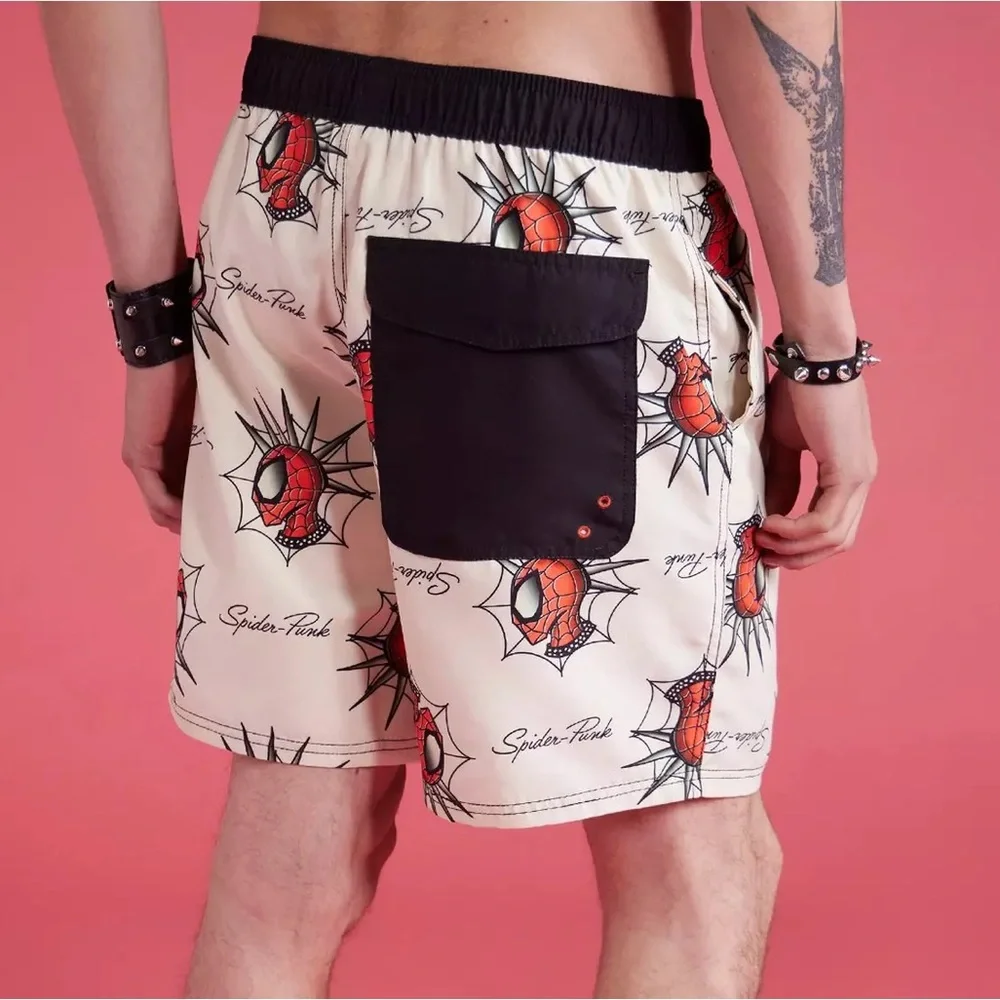 Marvel‎ Spider-Man: Across The Spider-Verse Spider-Punk Swim Trunks Hot Topic
